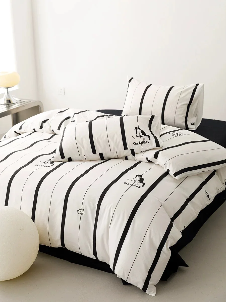 Ukrabbit Comfort-Black and White Striped Cat|Bedding set Duvet Cover & Pillowcase - Image 2
