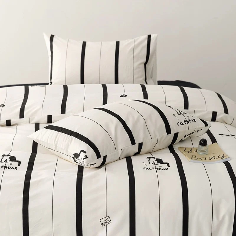 Ukrabbit Comfort-Black and White Striped Cat|Bedding set Duvet Cover & Pillowcase - Image 4