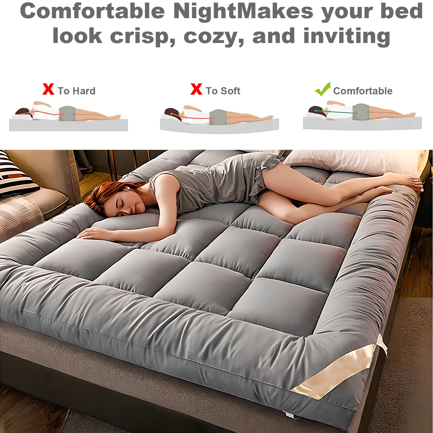 150CM Queen Mattress Topper for Body Pain Relief Thickened Soft Mattress Pad Cover 3D fiber Bed Topper Foldable Floor Tatami Mat - Image 4