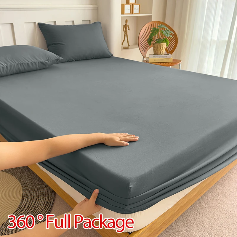 Solid Color Mattress Covers Protector Adjustable Non-slip Bed Fitted Sheet With Elastic Band for Queen King 120/150/180x200 - Image 5