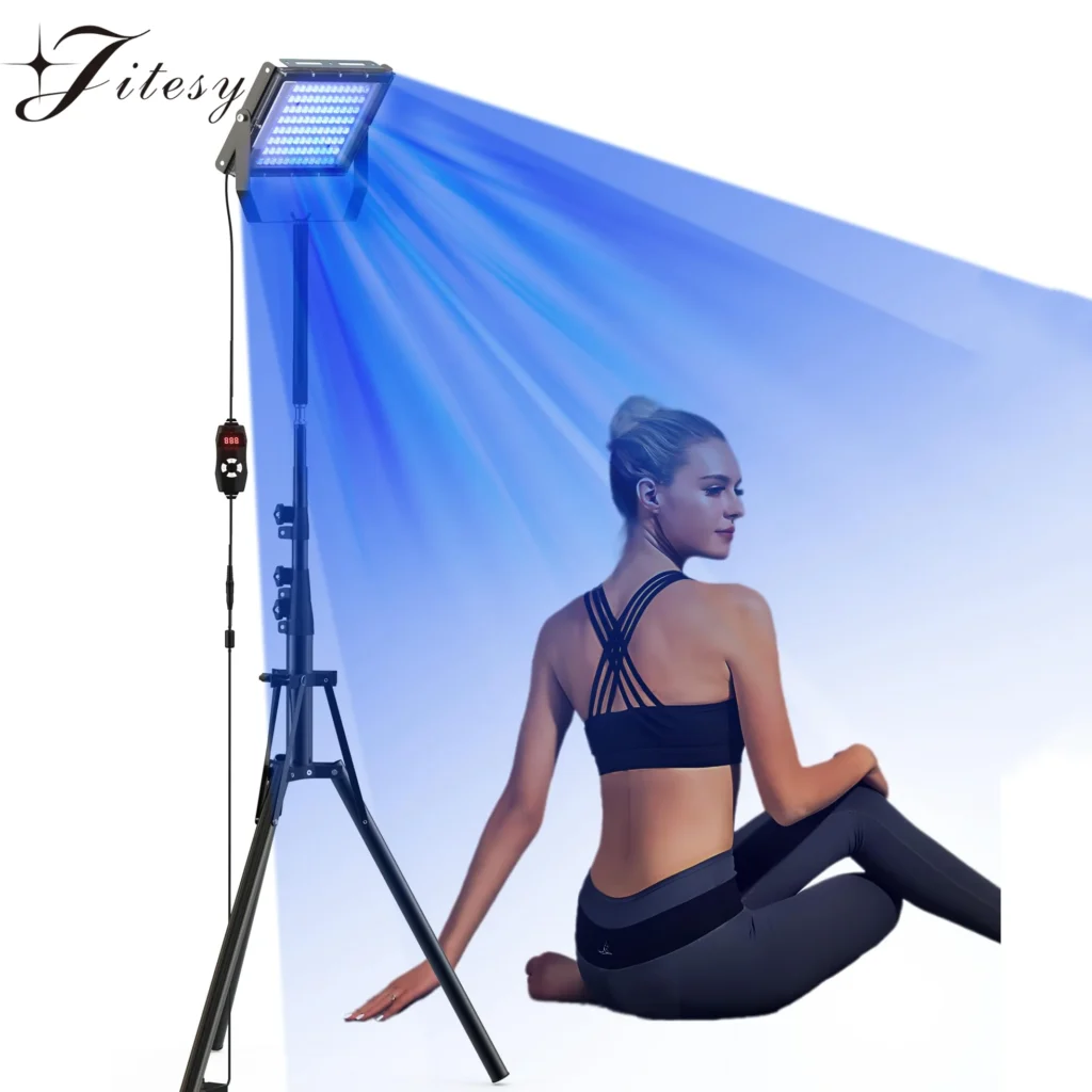 50W Tanning Lamp for Home 460&480nm Wavelength 48PCS Blue Light Therapy Solarium 5 Brightness Level for UVTanning Body Skin Care