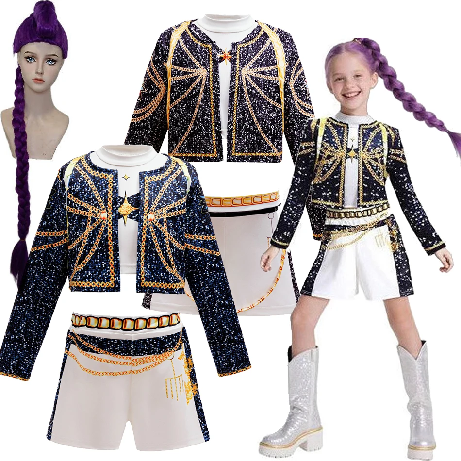 Hot KPop Rumi Cosplay Fashion Clothes Demon Girls Hunters Stage Performance Dress Up Uniform Children Singer Show Party Costumes