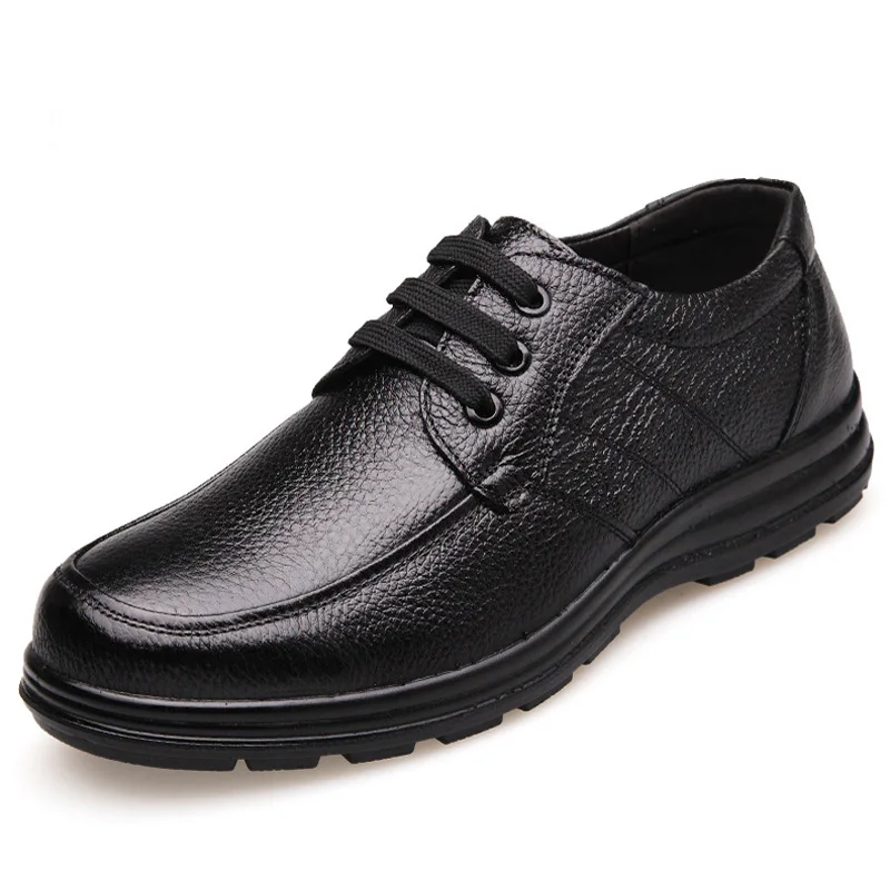 Genuine Leather Shoes Flat Mens Casual Shoes Cowhide Business Brand Male Footwear Soft Comfortable Black