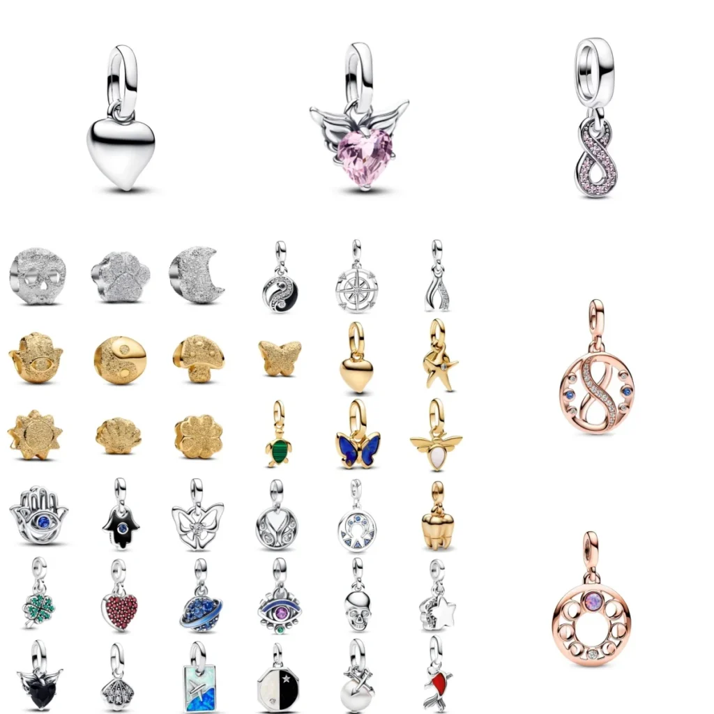 Fit Original Me Bracelet Small 925 Silver Small Hole Me Series heart sun fire bead Charm Ring DIY Jewelry Accessories