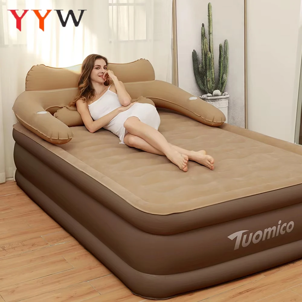2 Persons Inflatable Mattress Camping 48cm High Bed Lazy Laying Soft Skin-friendly Folding Home Indoor Outdoor Air Cushion