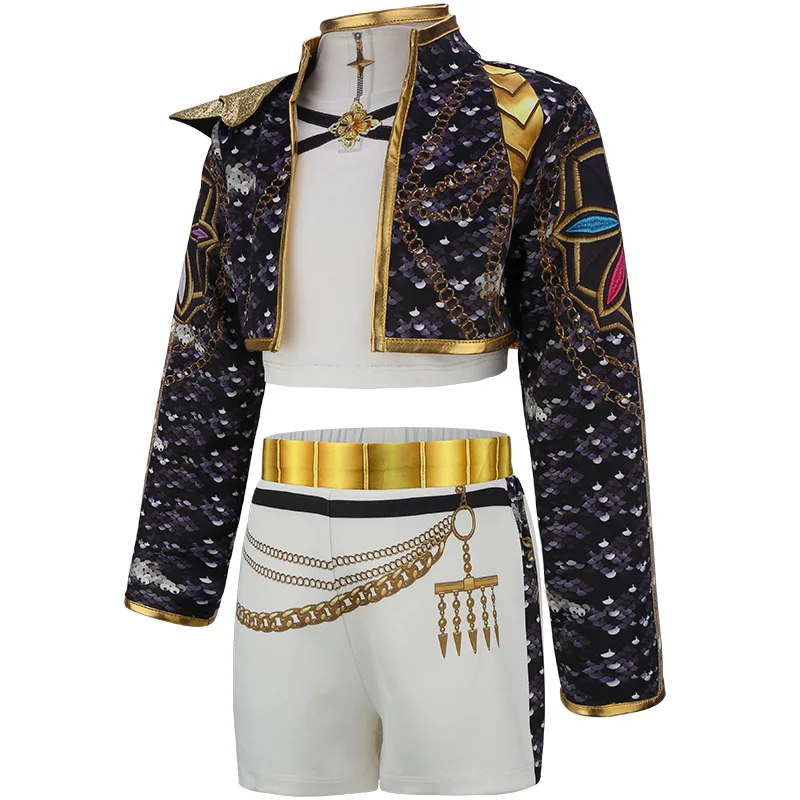 Kpop Idol Uniform Cosplay Costume Girls Black Jacket Tops+Shorts For Kids Birthday Party Halloween Carnival Performance Outfits - Image 3