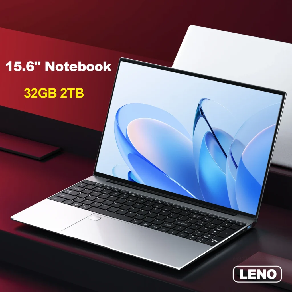 LENO 15.6" Portable Laptop Intel N5095 32GB DDR4 2TB SSD Windows11 Notebook Pc Gamer Office Computer with Backlit Fingerprint