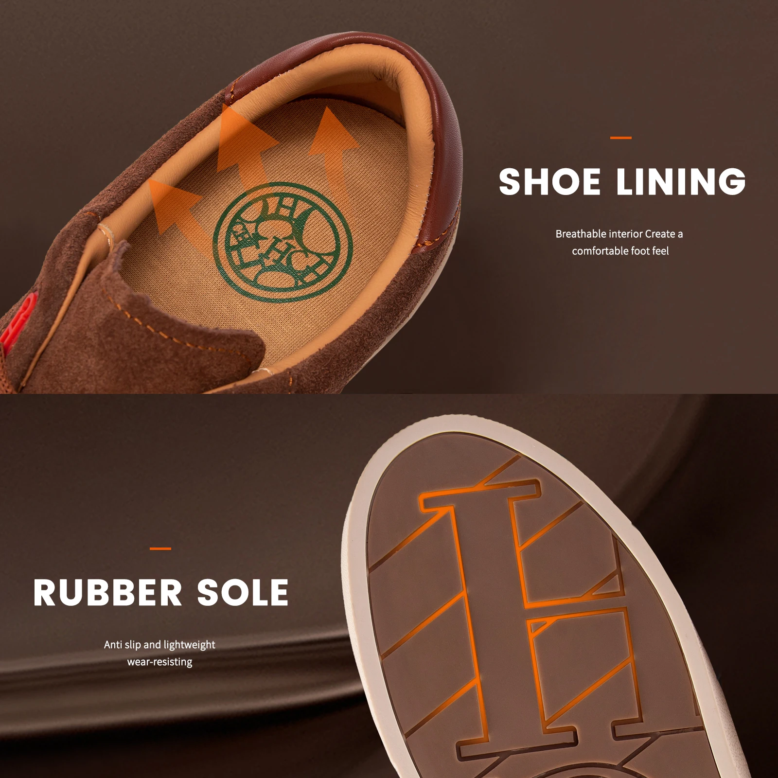 Men's 2025 new luxury brand high-grade leather casual shoes flat bottom breathable comfortable board shoes coffee color - Image 4