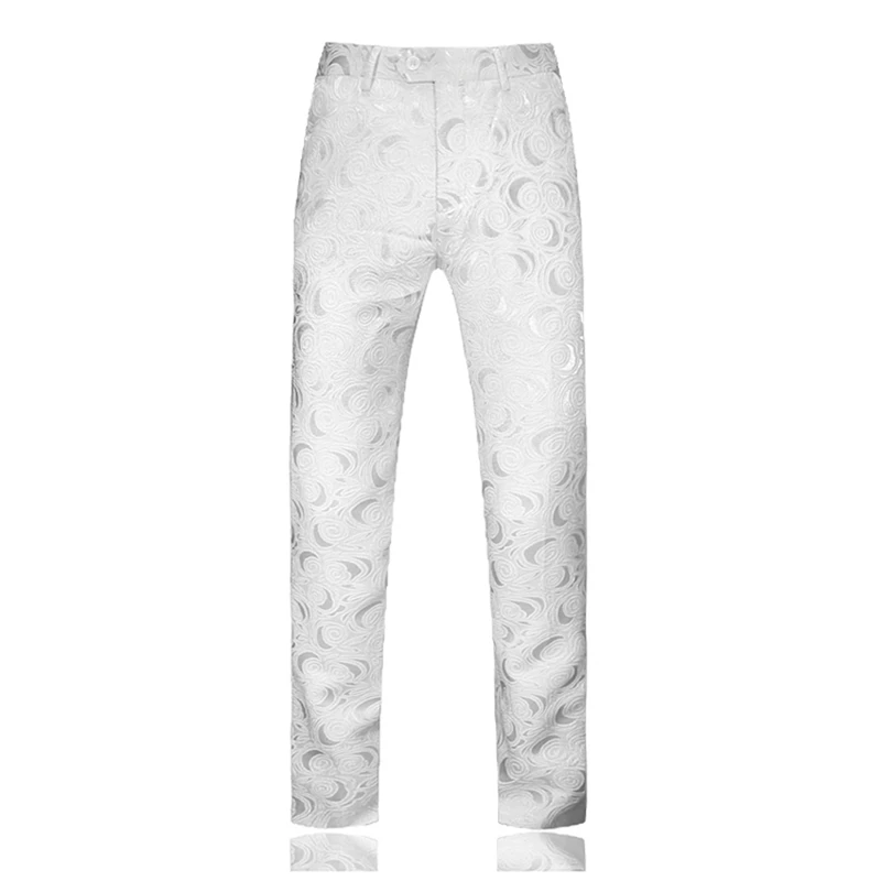 New Autumn White Men Suit Two-Piece, Wedding Party Jacket and Pants, Asian Size Rose Jacquard Fabric Slim Fit Sets, M-5XL 6XL. - Image 4