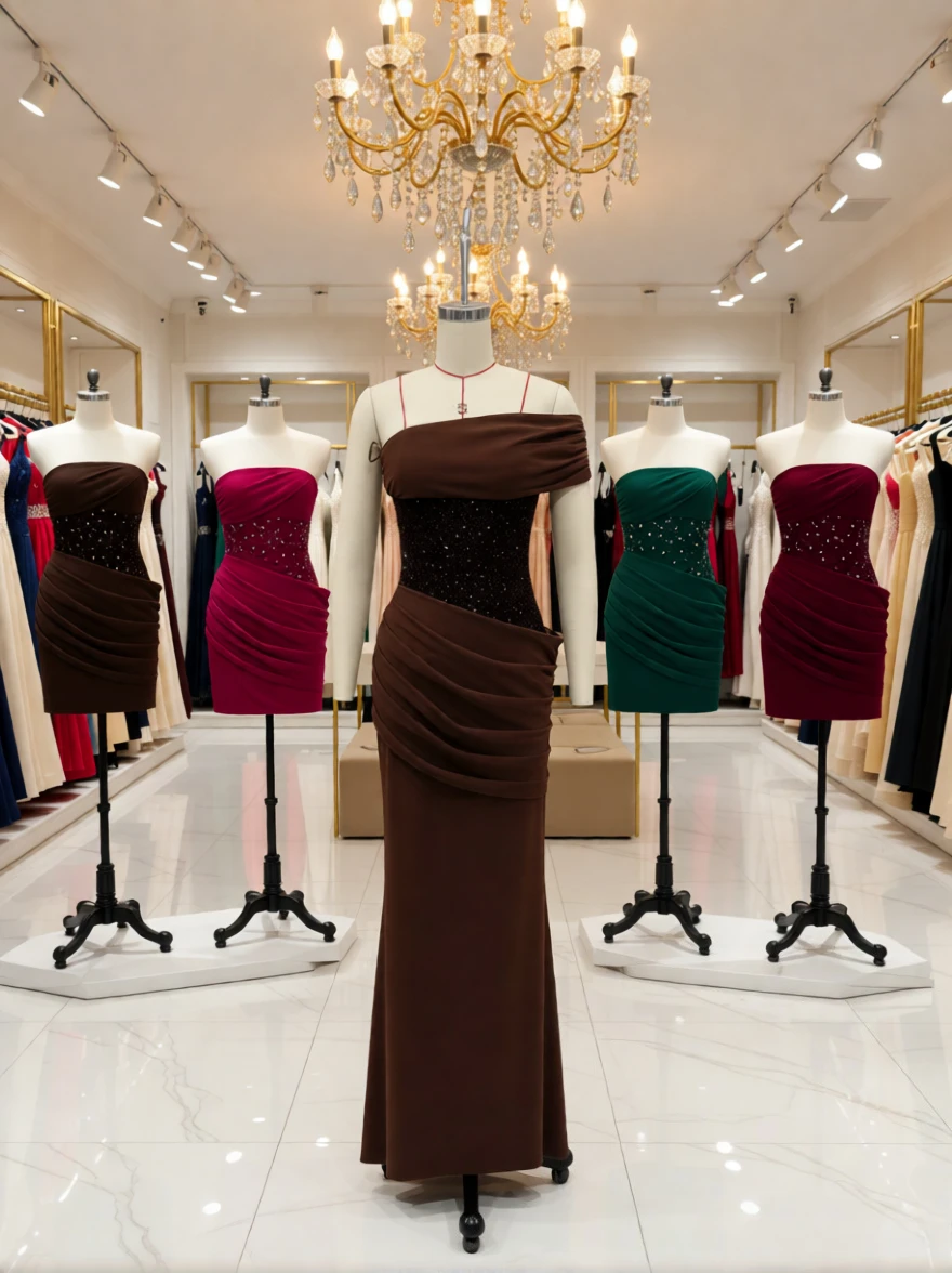 Suninheart One Shoulder Evening Dress for Women Elegant Draped Sequins Dress Long Back Lace Up Mermaid Maxi Party Dress - Image 5