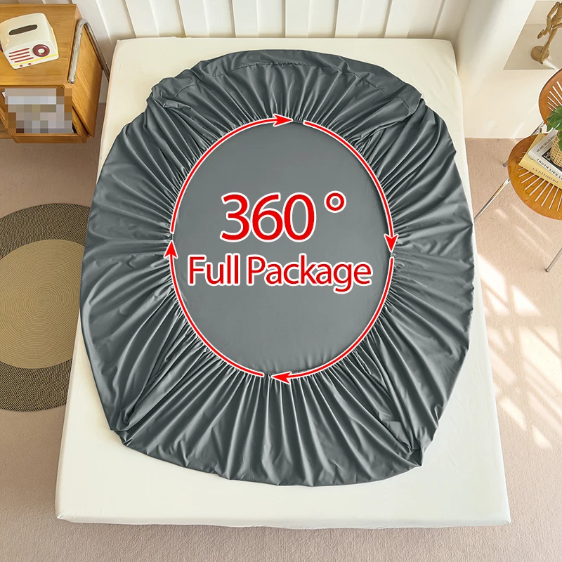 Solid Color Mattress Covers Protector Adjustable Non-slip Bed Fitted Sheet With Elastic Band for Queen King 120/150/180x200 - Image 3