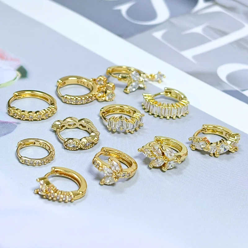 Women's 925 Sterling Silver Ear Needle Crystal Zircon Water Droplets Stud Hoop Gold Huggie Earrings Premium Luxury Party Jewelry - Image 4