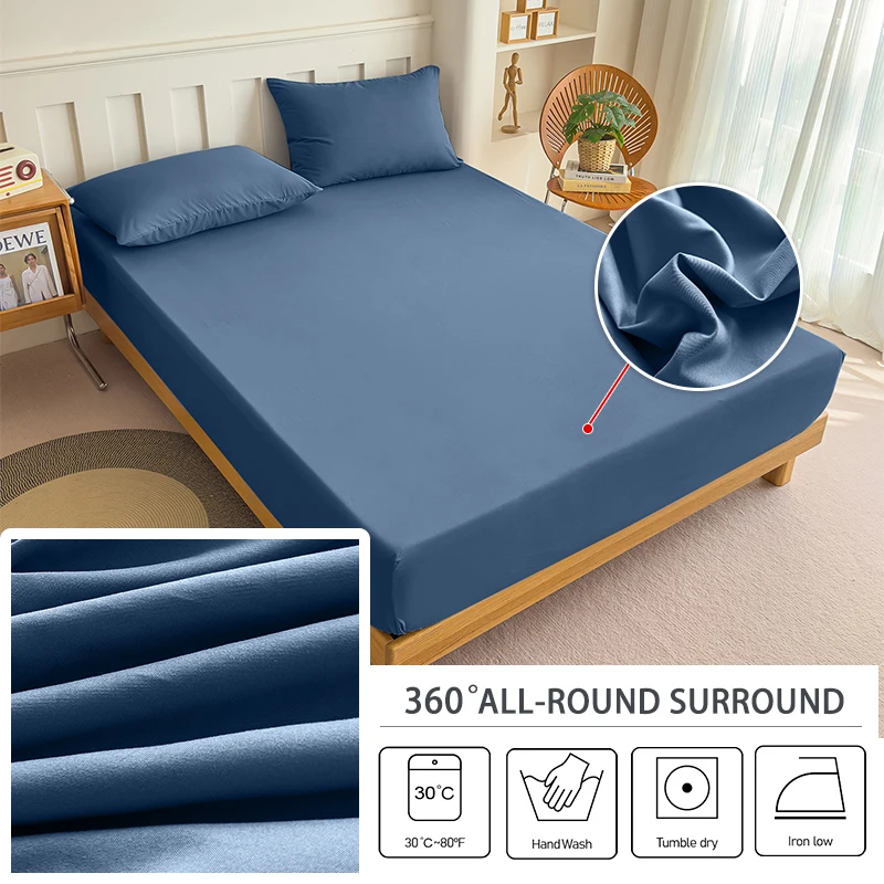 Solid Color Mattress Covers Protector Adjustable Non-slip Bed Fitted Sheet With Elastic Band for Queen King 120/150/180x200 - Image 4