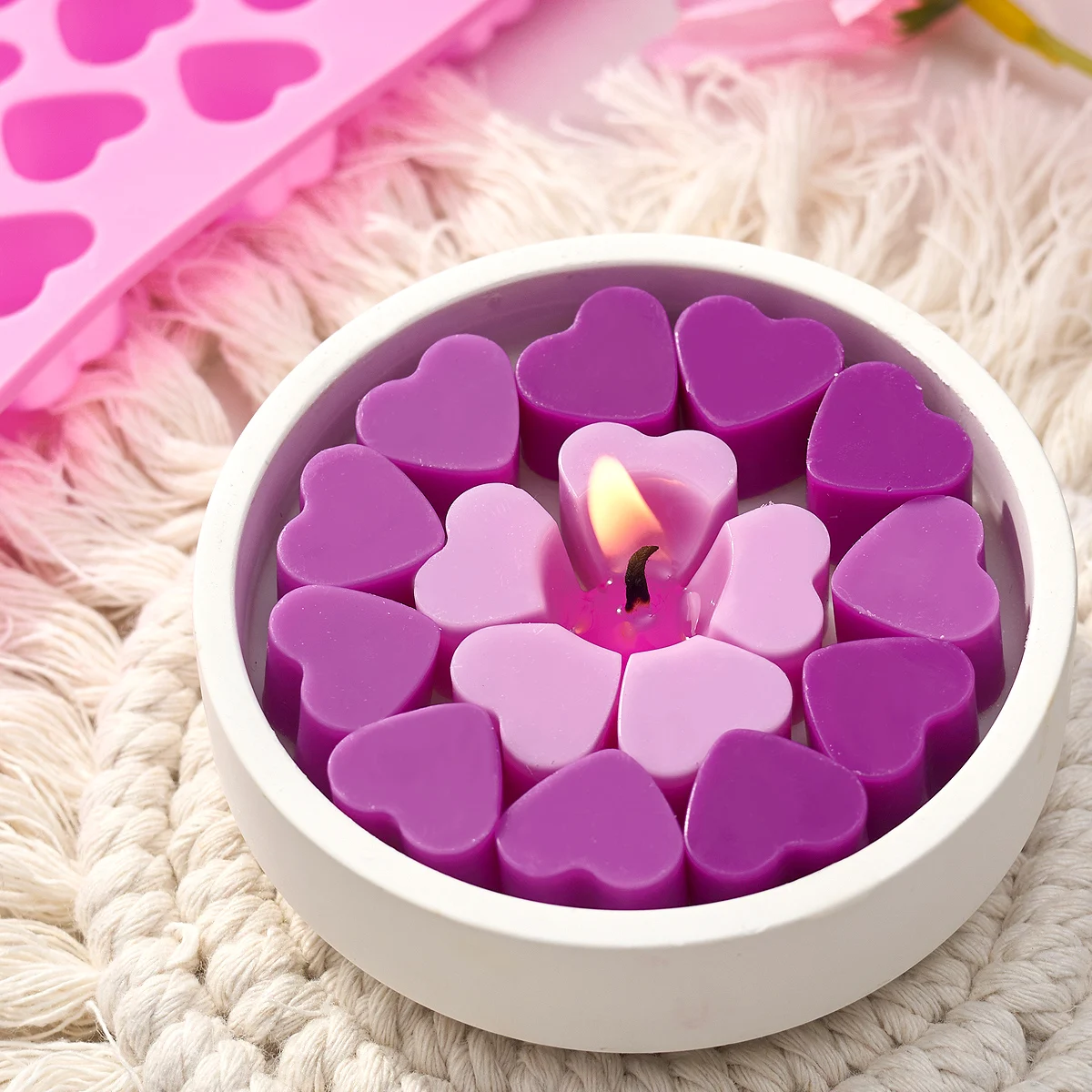 55 Compartment Heart Silicone Candle Mold Valentine's Day Candles Making Kit DIY Love Cake Chocolate Baking Mould Party Gifts - Image 5