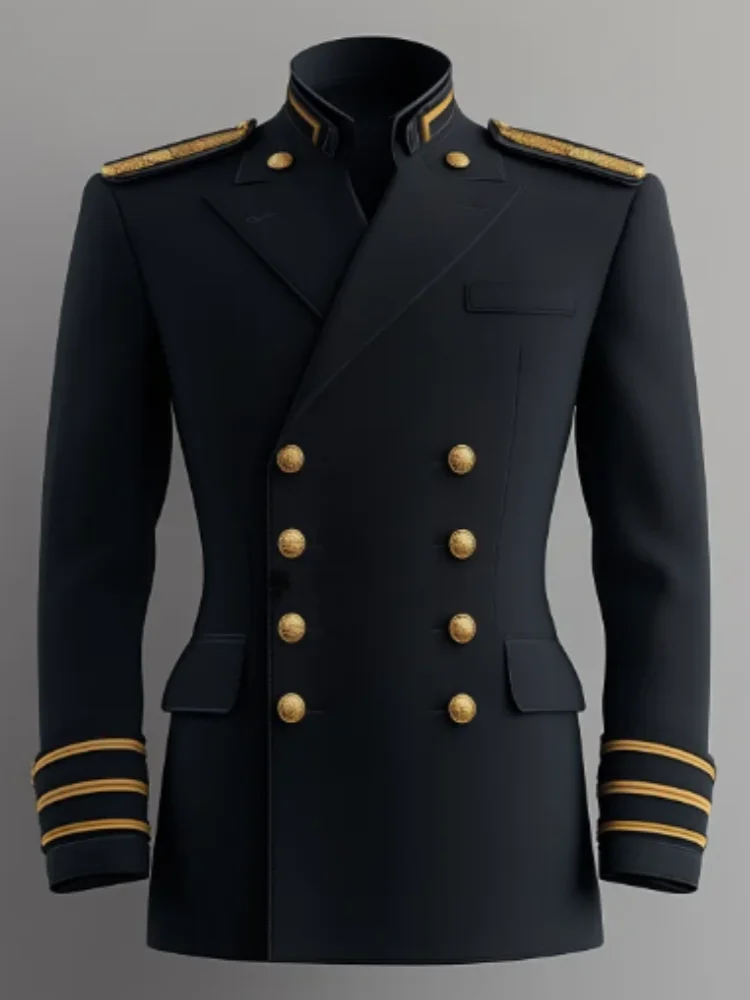 Business High-end Men Suits Slim Fit Peak stand Collar Formal Prom Tuxedos Elegant Double Breasted Striped Cuffs Male Blazers - Image 3