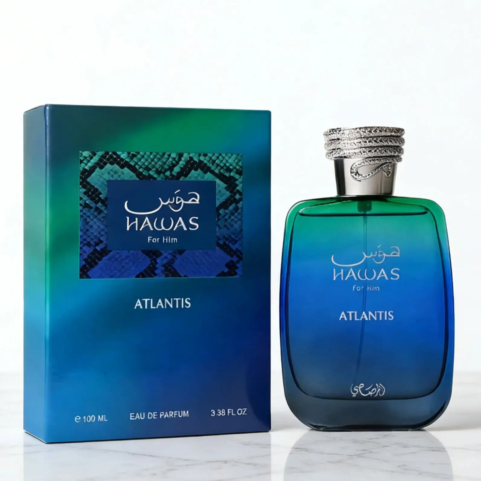 Rasasi Hawas for Man EDP Atlantis Arabian Perfume Light Fragrance Long-Lasting Scent Middle Eastern Style Dating Gift Arab