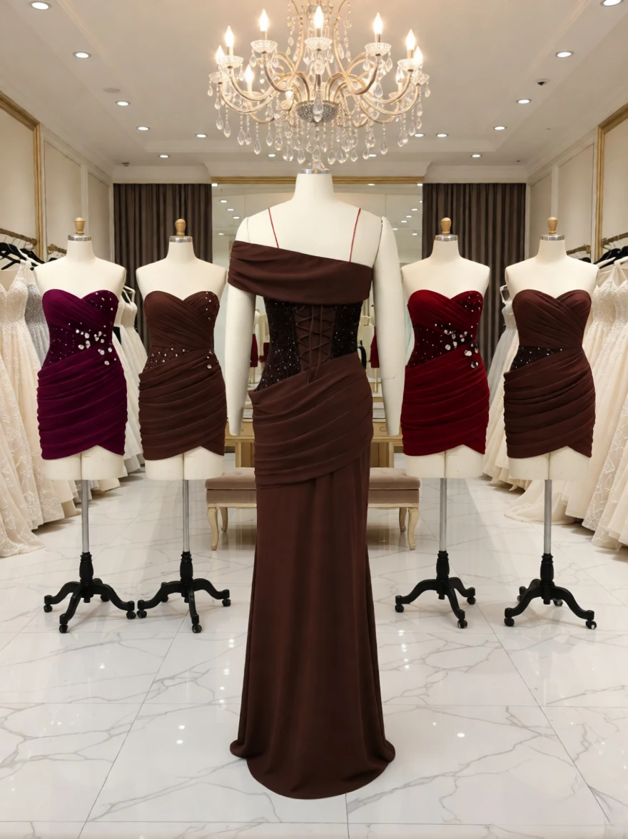 Suninheart One Shoulder Evening Dress for Women Elegant Draped Sequins Dress Long Back Lace Up Mermaid Maxi Party Dress - Image 6