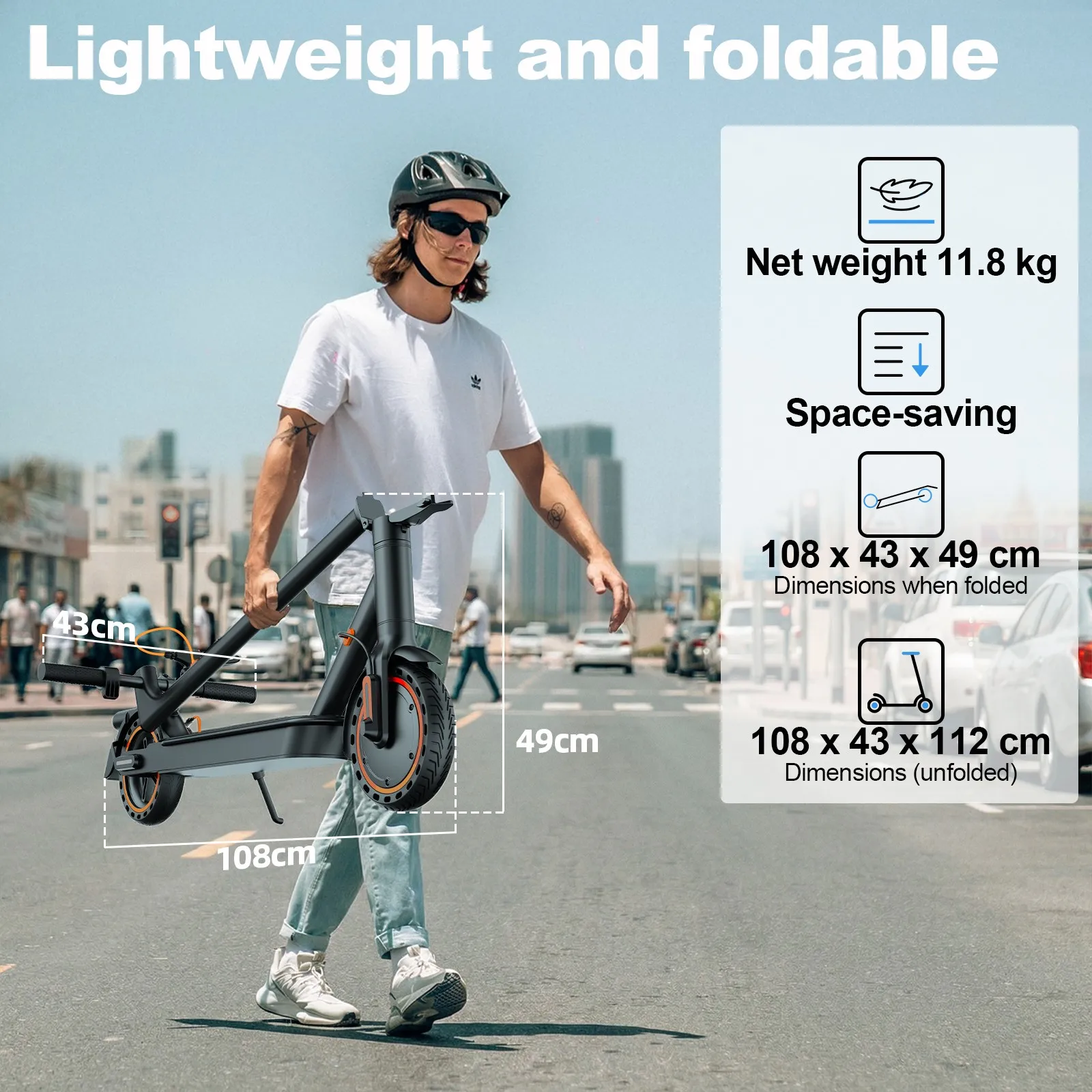 TODIMART T3 Foldable and Portable Electric Scooter with APP Control, 350W 36V 10.4Ah Motor, 25km/h Speed, 8.5" Tires - Image 3