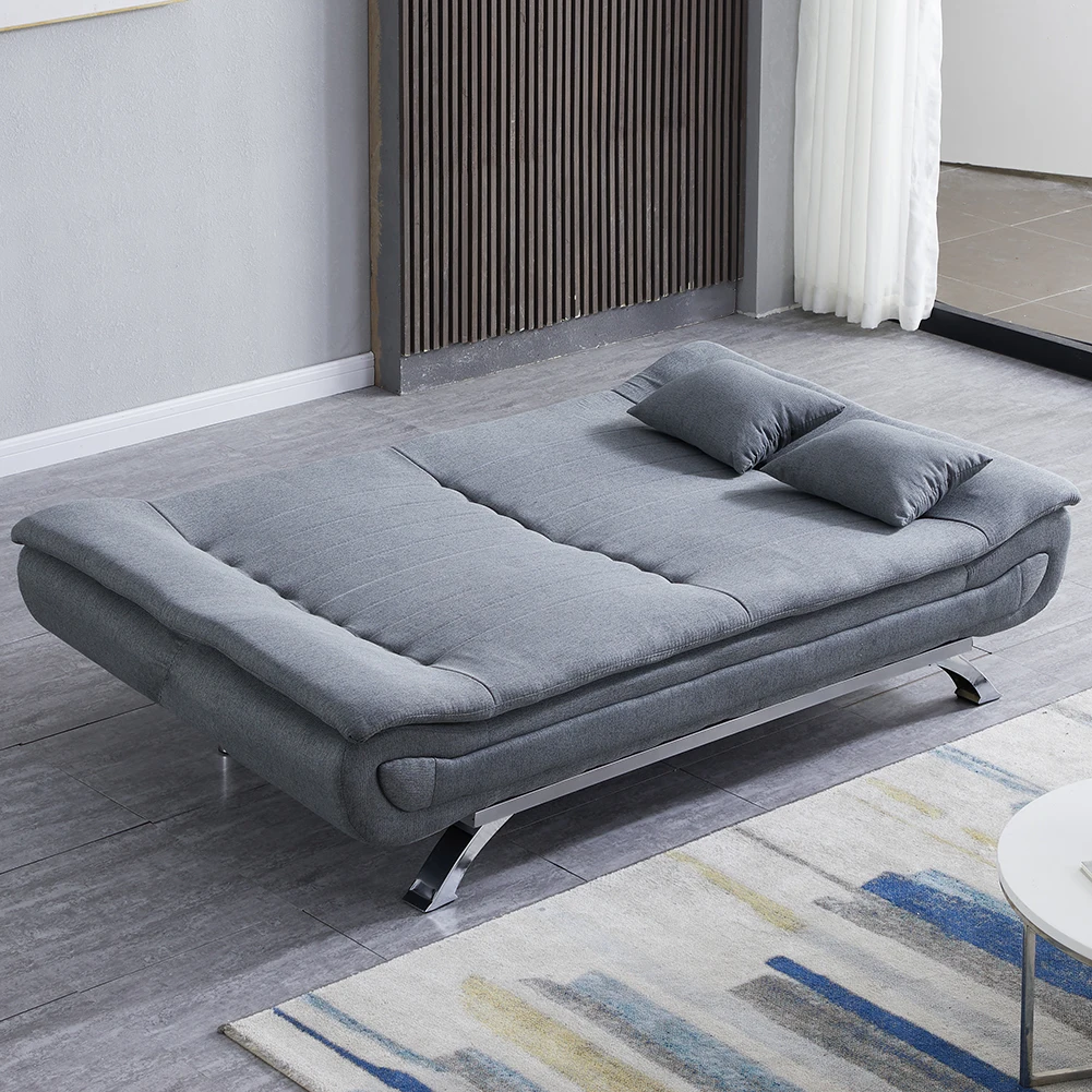 Voltsify 2-Seat Linen Fabric Convertible Sofa Bed Convertible with Pillows - Image 3