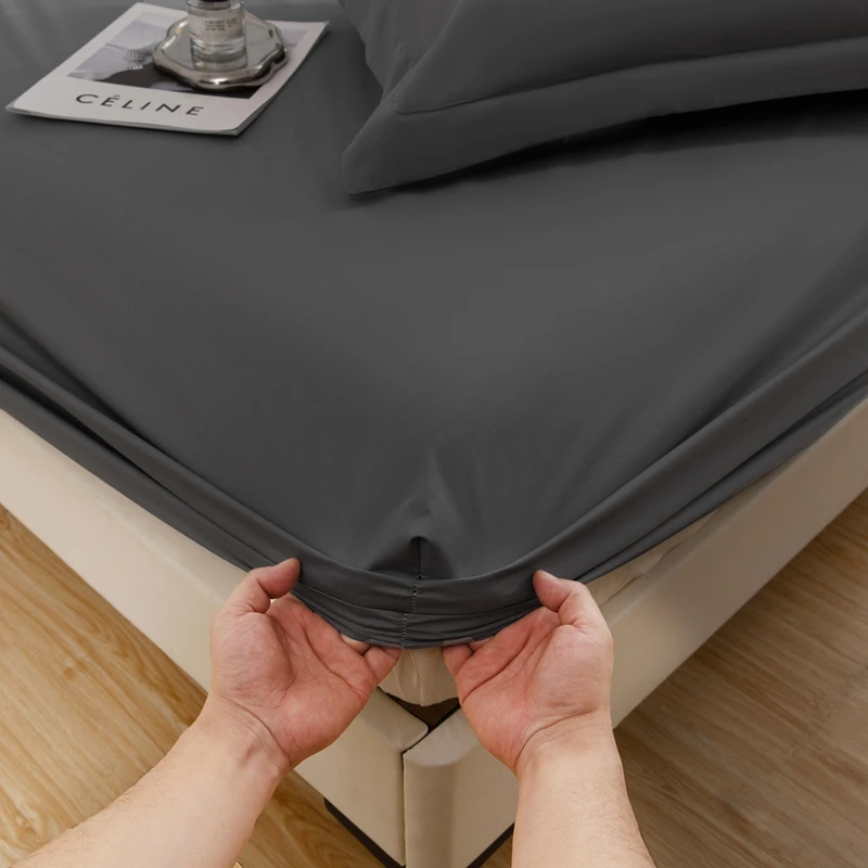 1PC waterproof soft skin frosting solid color bed cap dust cover Mattress cover sheet (pillow case and pillow core not included) - Image 3
