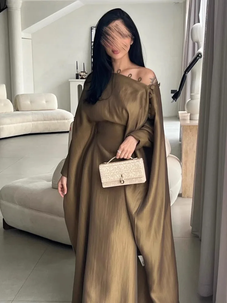 Middle East Sle Button Long Robe Dr Vintage Gown Wedding Par Evening Outfit mid Waist Princ Skirt ape