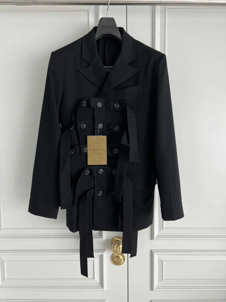 TOP-YAMAMOTO original design lace-up capsule wool multi-button fabric striped double-breasted suit jacket