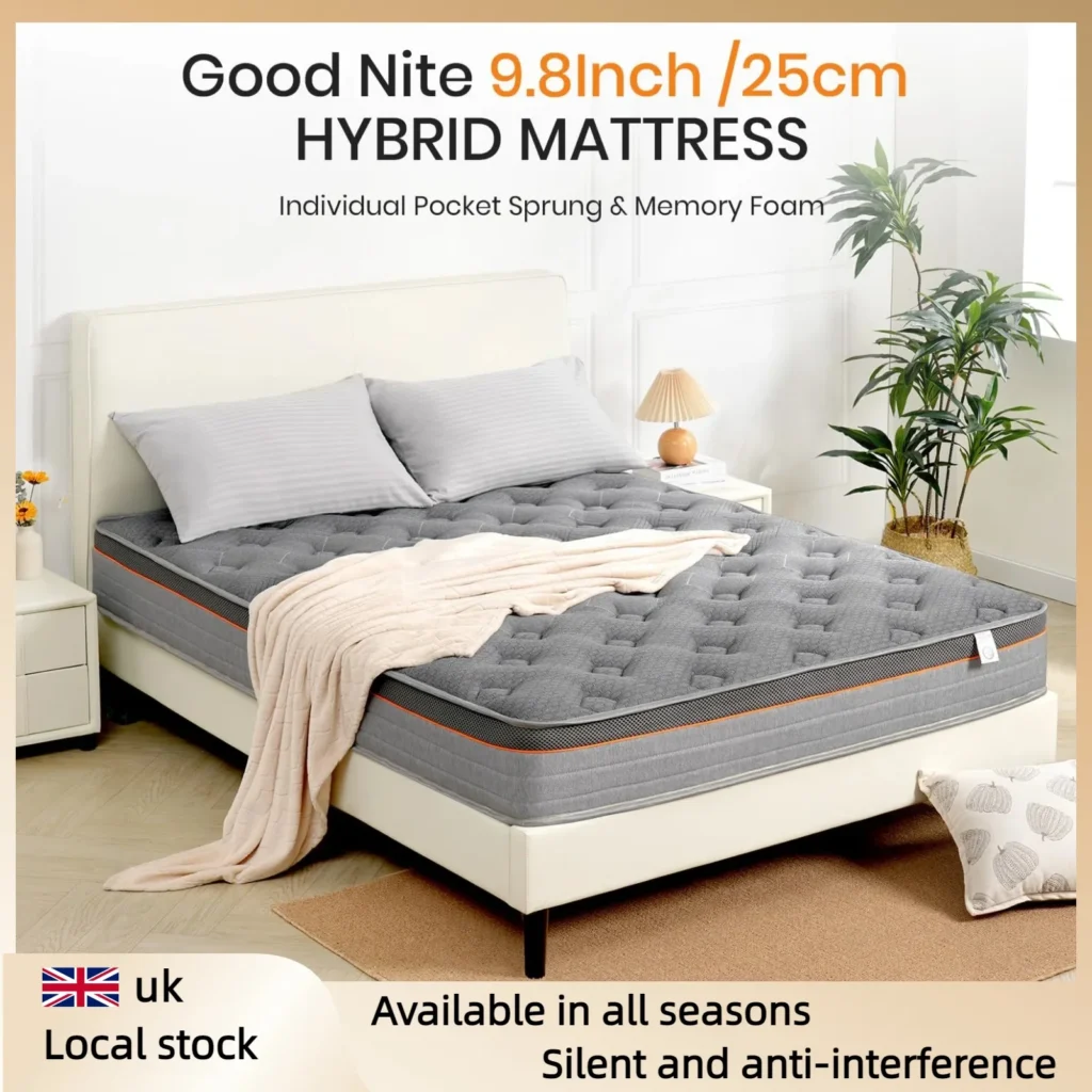 Good Nite 4FT6 10" Hybrid Mattress - 1000+ Pocket Springs & Orthopedic Memory Foam, Medium Firm， Single and double mattresses