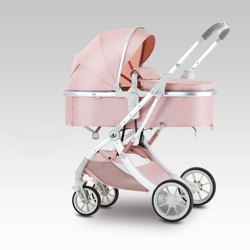 Baby Stroller Portable 2 in 1 High-View Lightweight Baby Stroller Two-way Sleeping Basket Foldable Four Wheel Baby Strollers