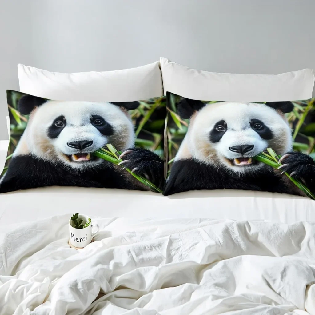 Cute Giant Panda 3-Piece Quilt Set 3d Digital Printed Bedding Set Bed Cover