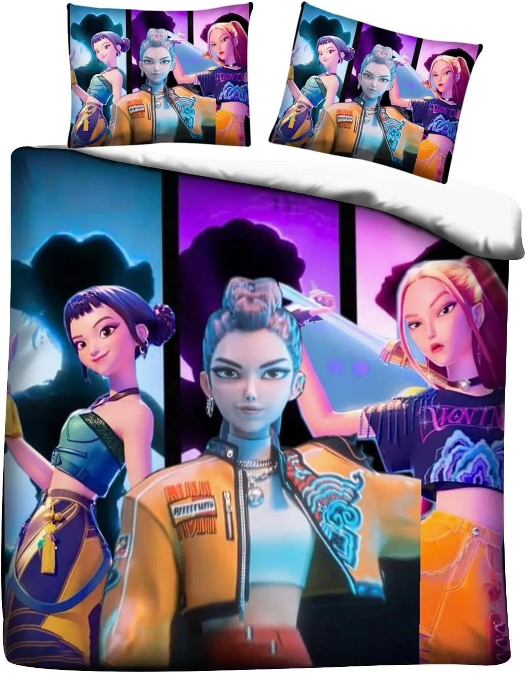 KPop Demon H-Hunters Bed Covers Bedding Set,Cartoon Cover Modern Printed 2/3 Piece Set Bed Cover,Adult Girl Boy Birthday Gifts - Image 3