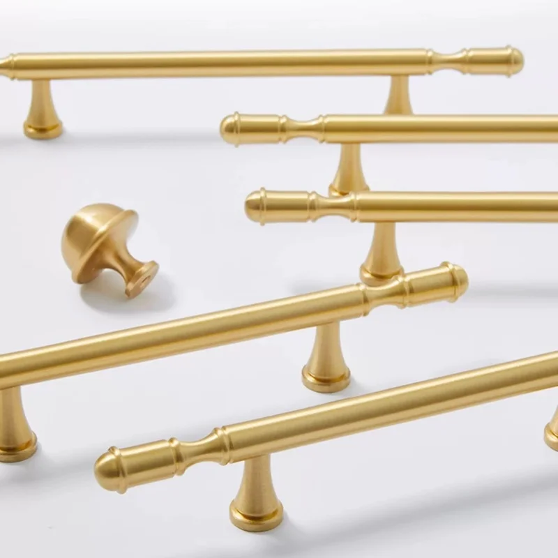 Solid Brass Kitchen Cabinet Storage Handles Drawer Knobs Wardrobe Closet Door Pulls Gold Kitchen Accessories Furniture Handles