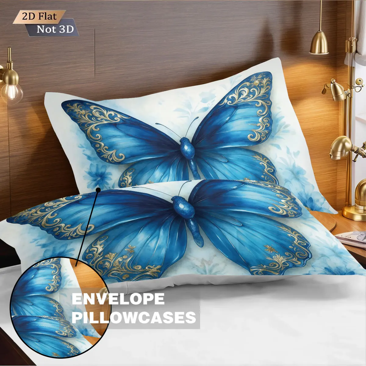 3pcs blue butterfly printed coreless bedding set, comfortable multi size bedroom and dormitory duvet covers, machine washable - Image 3