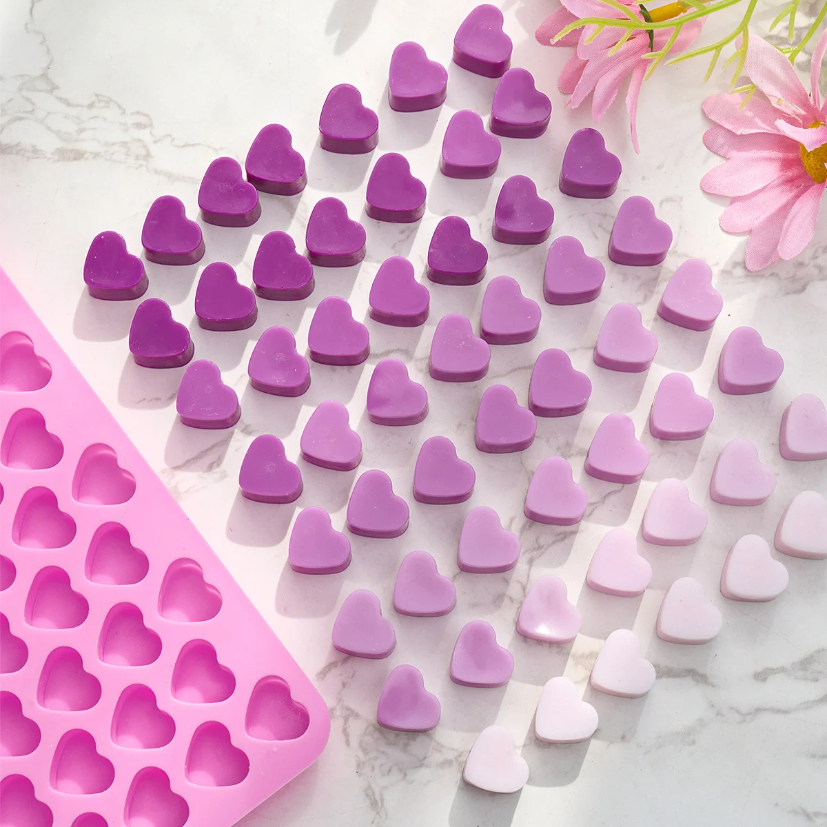 55 Compartment Heart Silicone Candle Mold Valentine's Day Candles Making Kit DIY Love Cake Chocolate Baking Mould Party Gifts - Image 2