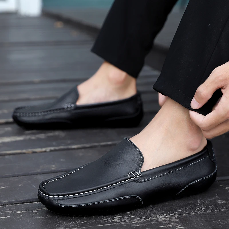 Genuine Leather Breathable Mocasines Casual Loafers Leather Shoes For Men Slip On Formal Italian Driving Flat Chaussure Homme - Image 4