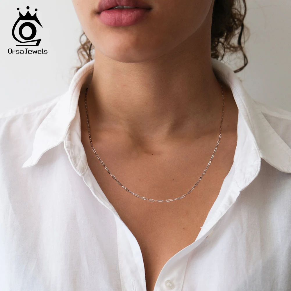 ORSA JEWELS 14K Gold 925 Sterling Silver 1.8mm Paperclip Neck Chain Fashion Link Chain Necklaces for Women Dainty Jewelry SC39 - Image 5