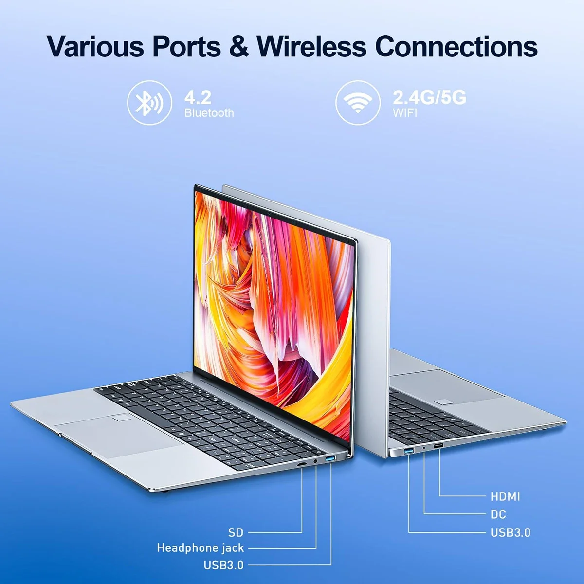 LENO 15.6" Portable Laptop Intel N5095 32GB DDR4 2TB SSD Windows11 Notebook Pc Gamer Office Computer with Backlit Fingerprint - Image 5