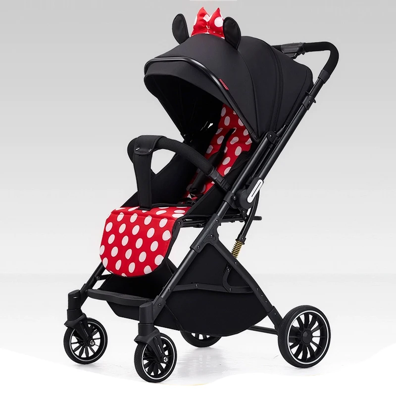 Baby Stroller Can Sit And Lie Four wheel Trolley Cart Portable Folding Baby Carriage Lightweight Travel Pram For 0-3 years old