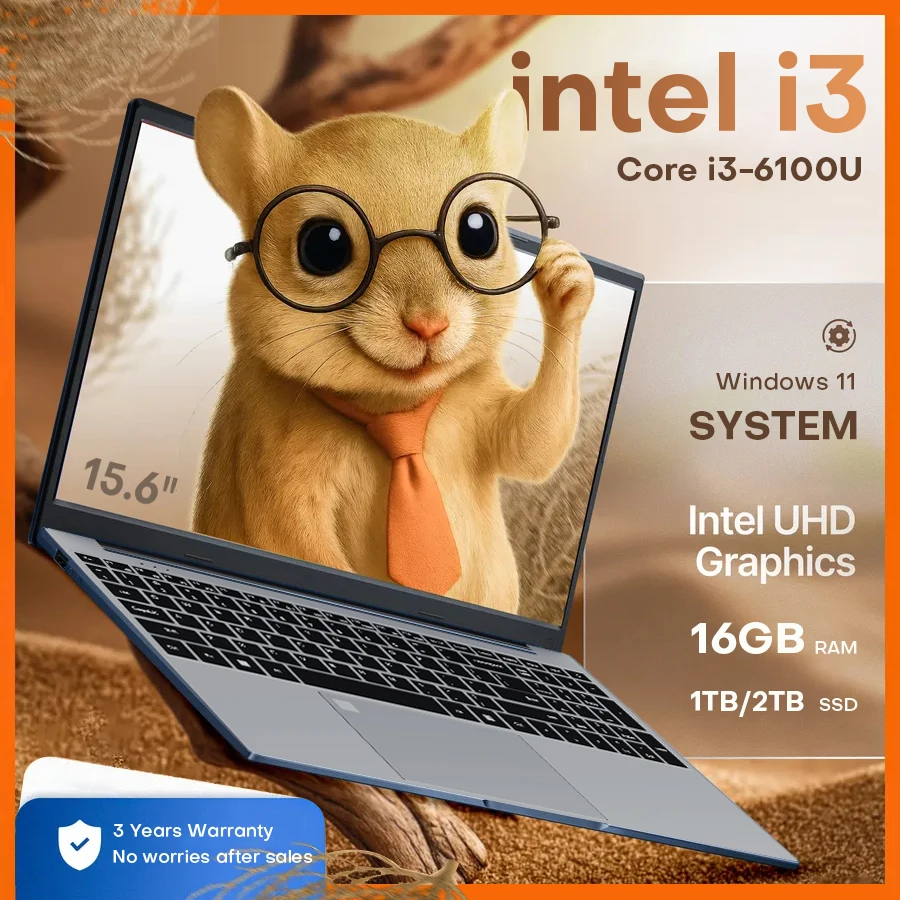 15.6" Portable i3 Laptop Computer PC Windows 11 Pro Intel Core i3 6100U Laptops Fingerprint 16GB RAM 1TB 2TB SSD Notebook PC