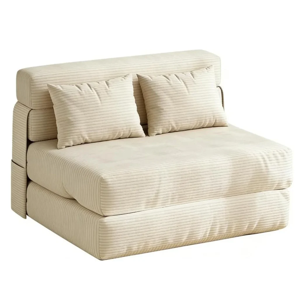 2-in-1 Convertible Folding Sofa Bed Pull-Out Loveseat to Bed Sleeper Chair with Pillow Portable Floor Lounger for Living Room