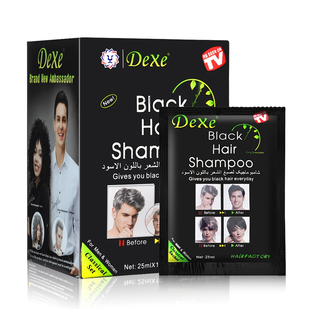 10 Pcs/Box Fast Black Hair Shampoo 5 Mins Fast Become Black Hair Dye Herb Natural Hair Care Restore Colorant Shampoo Hair Care