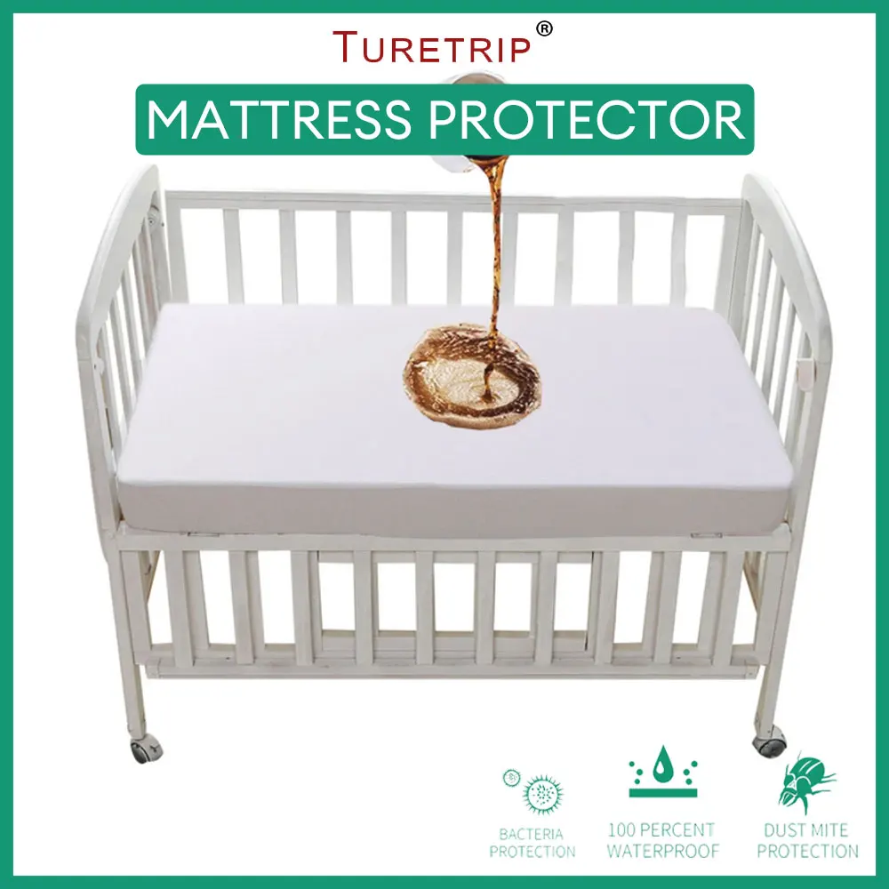 Baby Waterproof Mattress Protector Fitted Sheet Breathable & Noiseless Crib Toddler Baby Mattress Cover