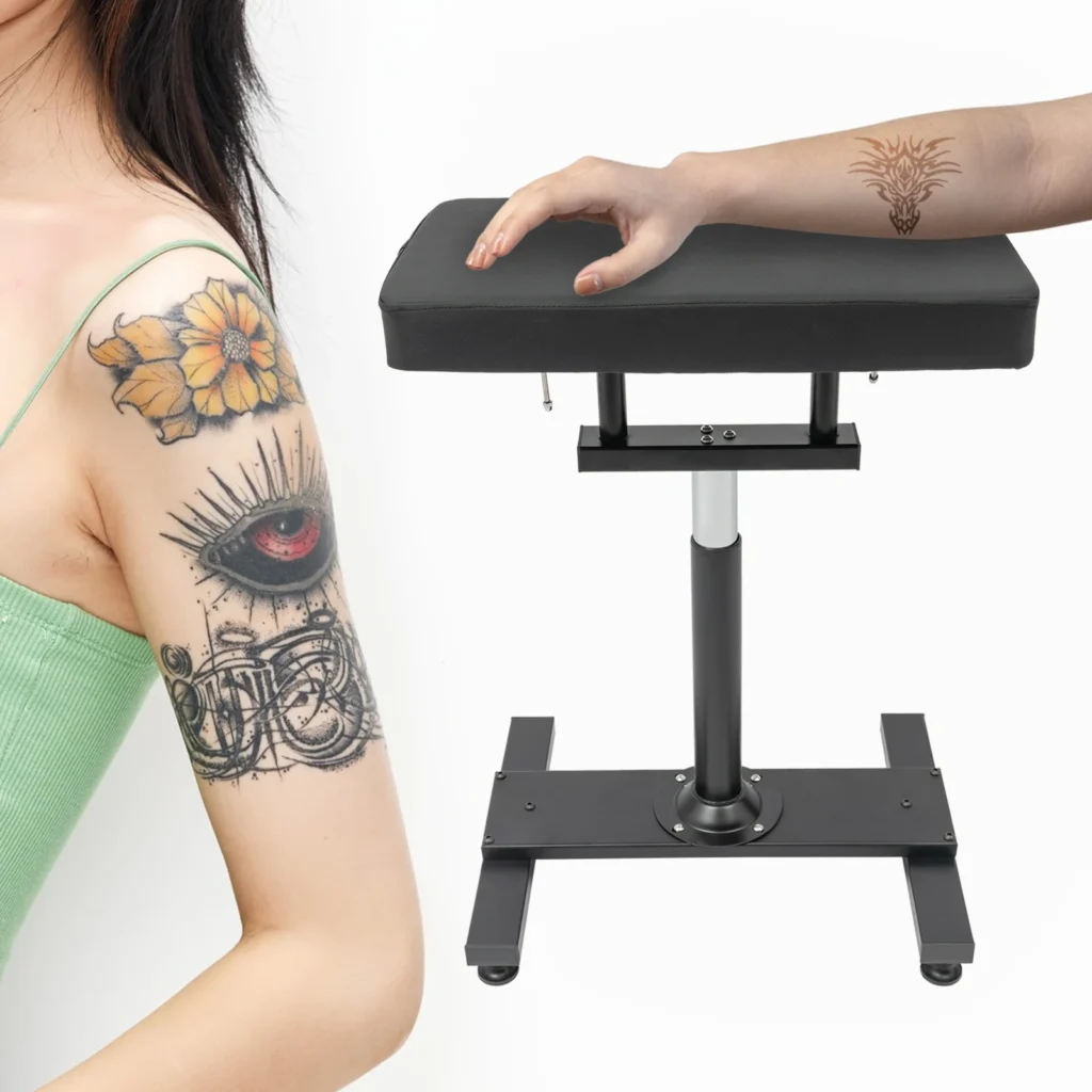 Hydraulic Adjustable Armrest Stand 73-92cm 100KG Max Load 180° Tilt Soft Cushion for Salon Home Massage Nail Hair Studio
