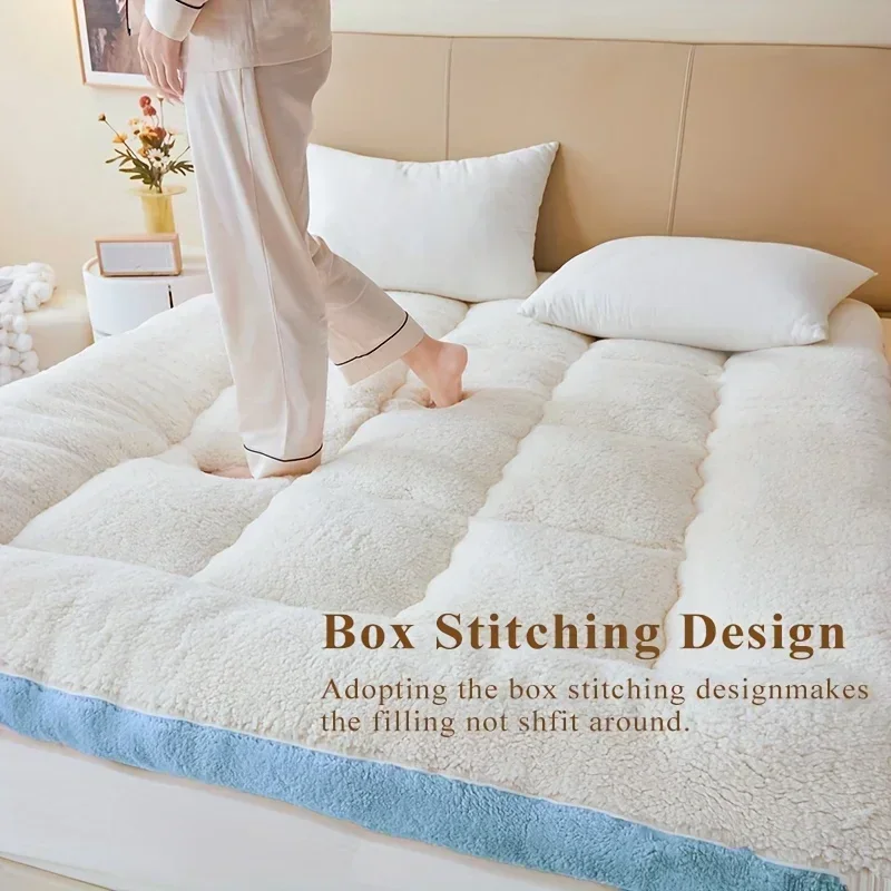 Fleece Mattress Topper Extra Thick Luxury Plush Bed Pad Soft Pillow Fill Back Pain Relief Winter Warmth Thicken Lamb Home Use - Image 4