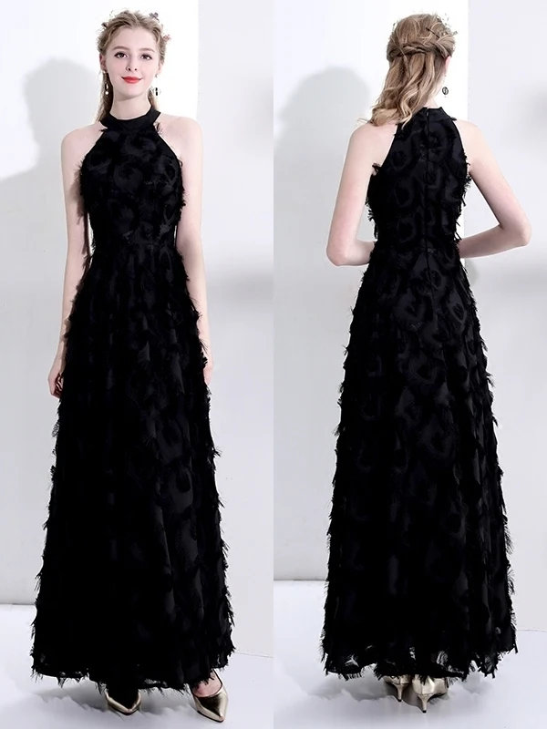 Ele White Feather Evening Dr Hanging Ne Birthday Engagement Adult Ceremony Ultra Fairy High End Long Skirt