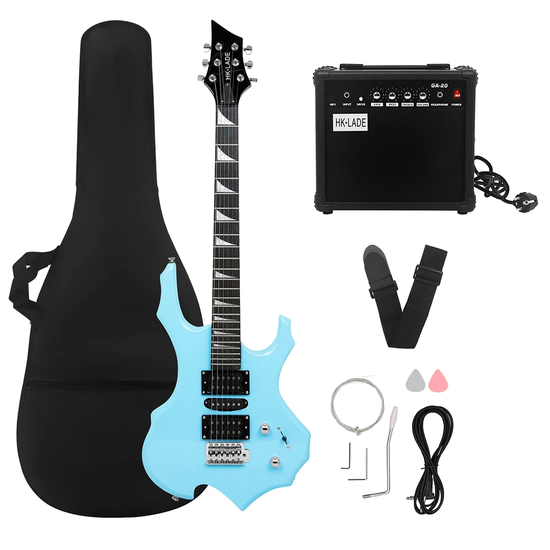  HK·LADE 6 String Electric Guitar Set with Speaker Amplifier Guitar Performance Special Set Alien Guitar Practice - Image 2