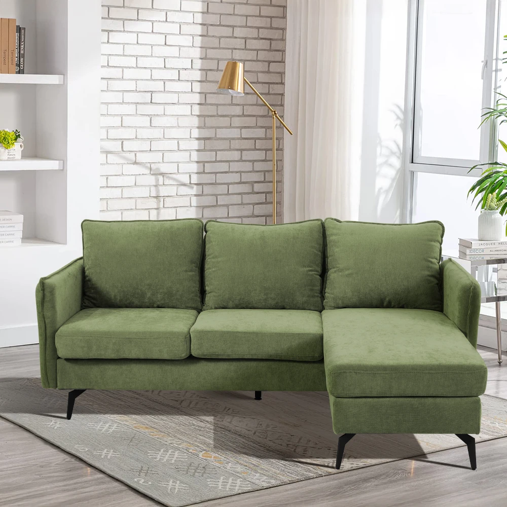 Voltsify 3 Seater Upholstered Corner Sectional Sofa Modern L-Shape Living Room Sofa, 193x136x73cm