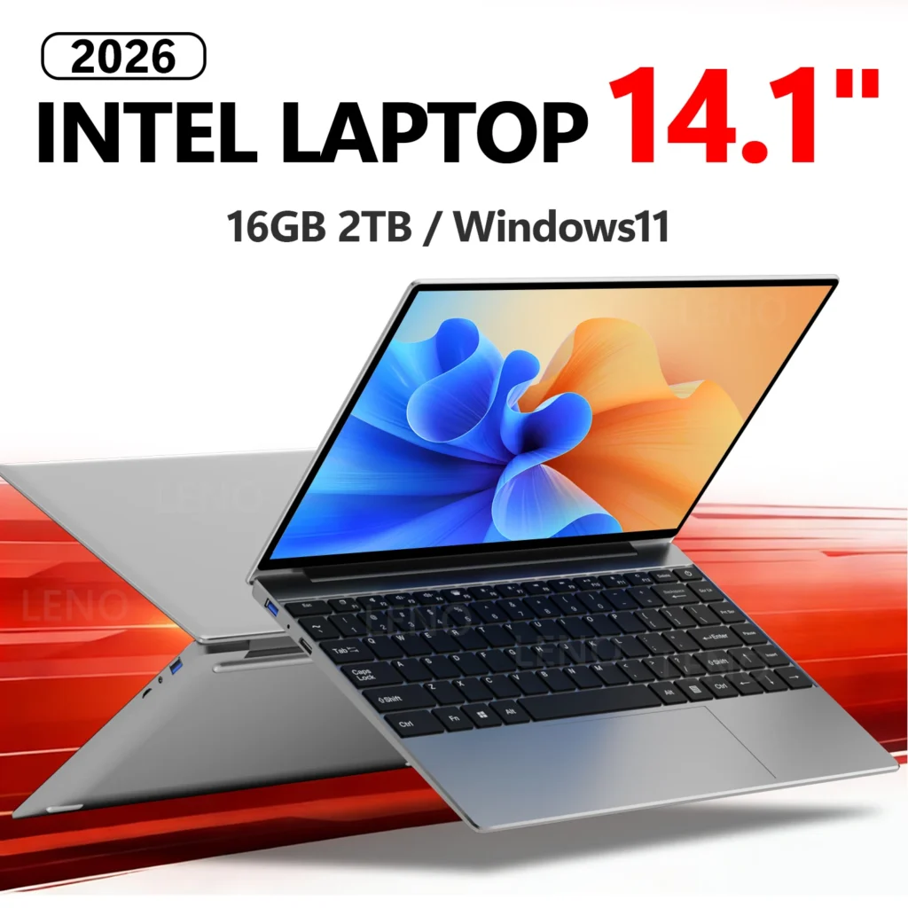 LENO 14.1"Laptop 16GB RAM 2TB SSD Windows 11 Intel N3700 Ultra Slim Notebook Gamer 1920*1080 Display Office Study Computer PC