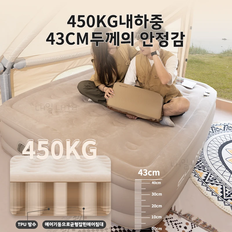 NAEILNAEGGE Air Mattress with Auto Inflation, Camping Mat, Outdoor Portable Mattress, Double Queen Size, Indoor Air Mattress, Glamping Mat, PVC Inflatable Sleeping Mattress, Luxurious 2-Person Outdoor Camping Bed Mat,