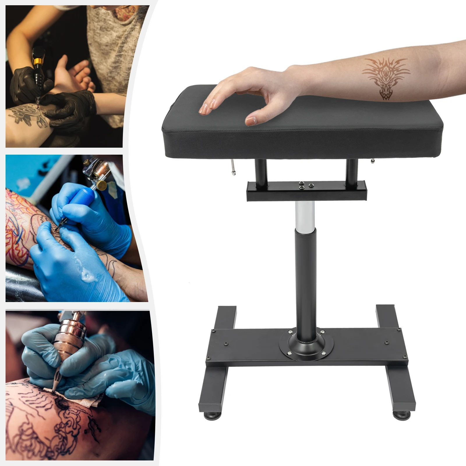 Adjustable Height 73-92cm Armrest Stand for Studio Tattoo Professionally Sturdy and Durable Pad Chair, for Beauty Salons, Black