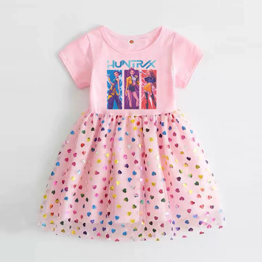 Kpop Demon Hunters Kids Clothes Summer Short sleeves Girls Dress Fashion Children Princess Dresses Baby Girl Cute Birthday Party